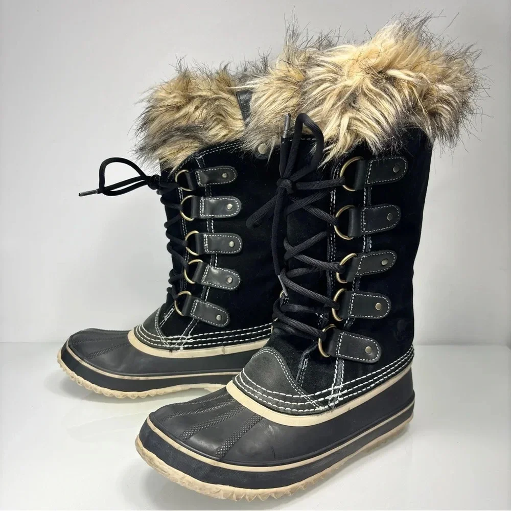 Sorel Black Waterproof Joan Of Arctic Lace Up Boots Size 7
